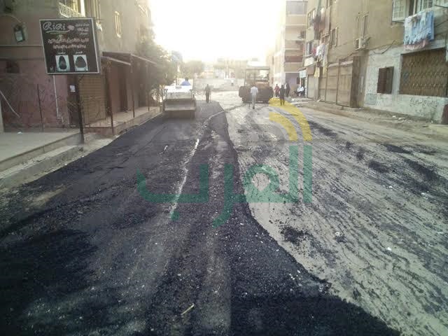 بالصور.. أعمال رصف بمدينة القناطر الخيرية