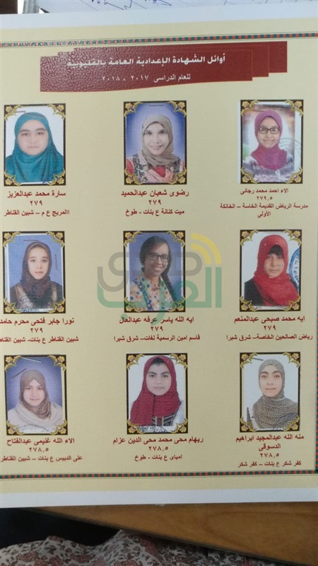 ننشر بالأسماء أوائل الشهادة الإعدادية بالقليوبية 