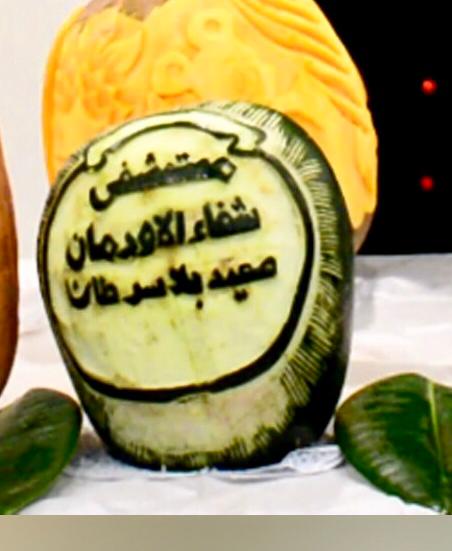 الشيف رجب المصرى ينحت وجوه المرضي بشفاء الأورمان على قشر البطيخ الشيف رجب المصرى ينحت وجوه المرضي بشفاء الأورمان على قشر البطيخ