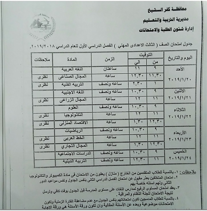 "تعليم كفر الشيخ":52247 طالبًا يؤدون امتحانات الإعدادية 20 يناير الجاري "تعليم كفر الشيخ":52247 طالبًا يؤدون امتحانات الإعدادية 20 يناير الجاري