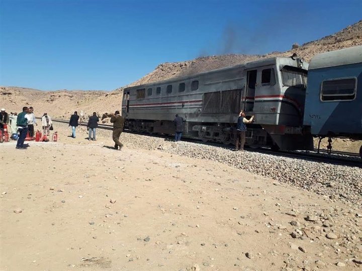 الصور الأولى لحريق قطار أسوان - الإسكندرية