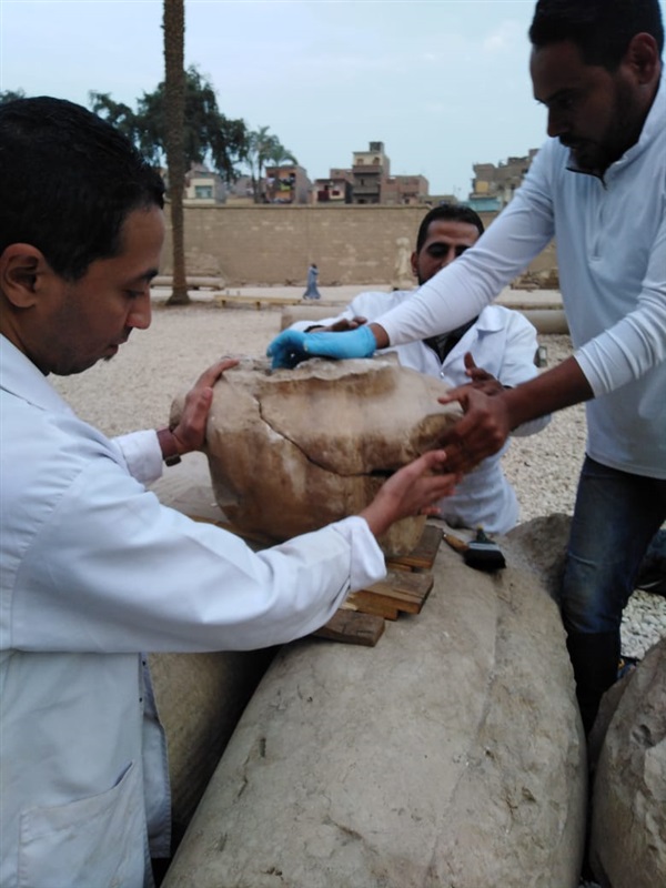 البدء في أعمال ترميم تمثال رمسيس الثاني بمحافظة سوهاج البدء في أعمال ترميم تمثال رمسيس الثاني بمحافظة سوهاج