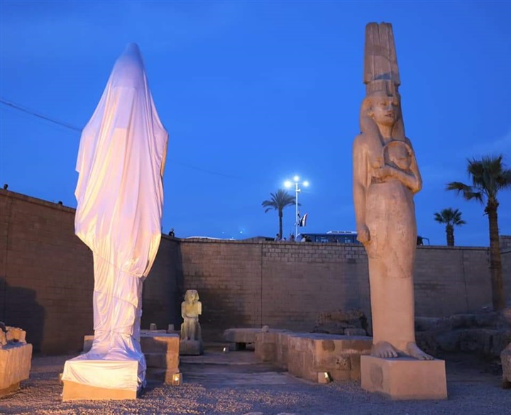 ترميم تمثال رمسيس الثاني بأخميم ترميم تمثال رمسيس الثاني بأخميم