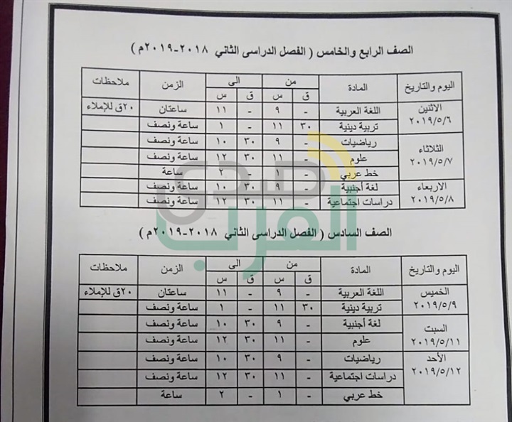 بالمواعيد.. ننشر جداول امتحانات نهاية العام لصفوف النقل والشهادة الإعدادية بكفر الشيخ