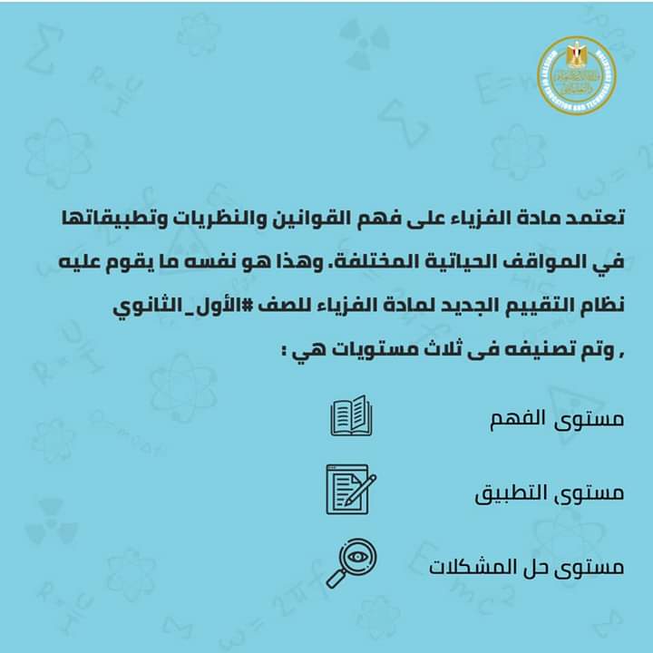 التعليم تنشر نماذج استرشادية فى الفيزياء لطلاب الصف الأول الثانوى