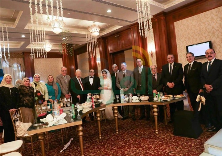 مكرم محمد أحمد وقيادات الأعلي للإعلام في حفل زفاف أحمد وسارة