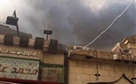 المعمل الجنائي يعاين موقع حريق سوق الخضار بالعتبة 