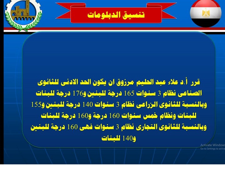 محافظ القليوبية يعتمد درجات القبول بالمدارس الفنية