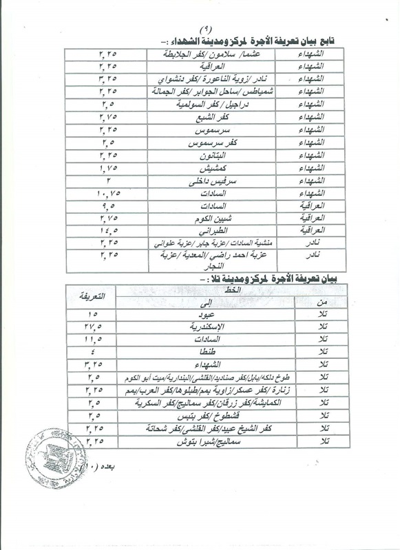 محافـظ المنوفية يعتمد تعريفة الركوب الجديدة بالمحافظة