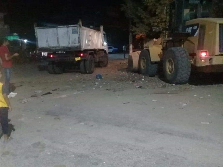 حملة نظافة واشغالات بمنطقة عزبة بلبل بمدينة بنى سويف 
