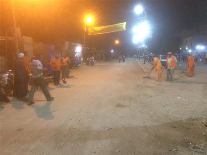 حملة نظافة واشغالات بمنطقة عزبة بلبل بمدينة بنى سويف 
