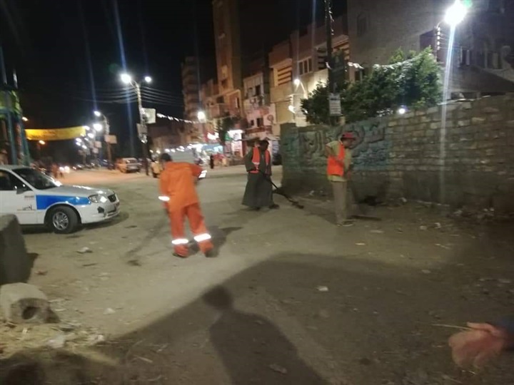حملة نظافة واشغالات بمنطقة عزبة بلبل بمدينة بنى سويف 