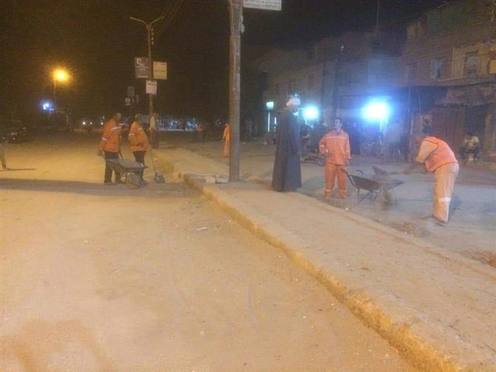 حملة نظافة واشغالات بمنطقة عزبة بلبل بمدينة بنى سويف 