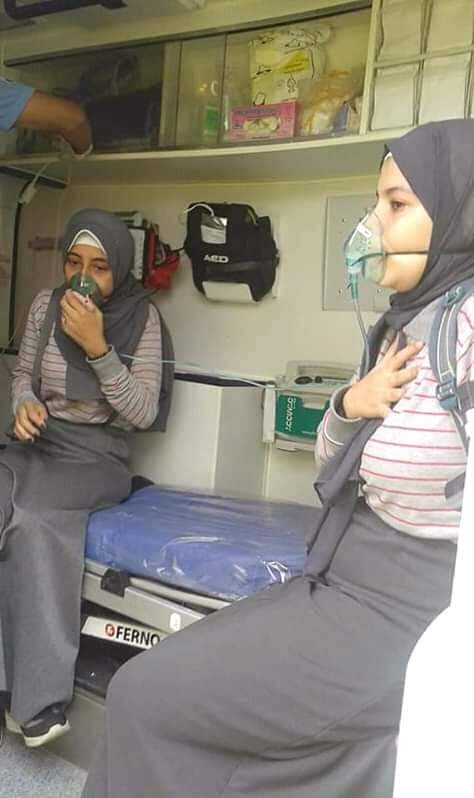 الصور.. إصابة 36 طالبة بمدرسة السلام فى الإسماعيلية باختناق بسبب حريق قمامة