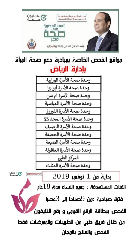 ننشر أماكن تواجد حملة الكشف المبكر عن سرطان الثدي ومواعيدها في كفر الشيخ