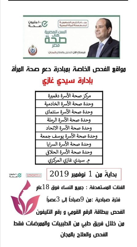 ننشر أماكن تواجد حملة الكشف المبكر عن سرطان الثدي ومواعيدها في كفر الشيخ