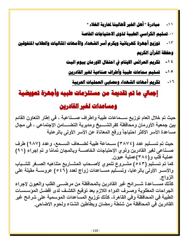 محافظ كفر الشيخ يعلن إنجازات المحافظة خلال عام