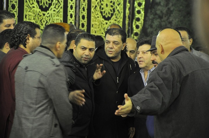 هانى شاكر ووافد من نقابة وحجازي متقال في عزاء شعبان عبد الرحيم