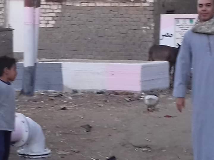 على كرسى متحرك يشارك "صاحب الهمة" أعمال التجميل لقريته بمدينة البدارى بأسيوط