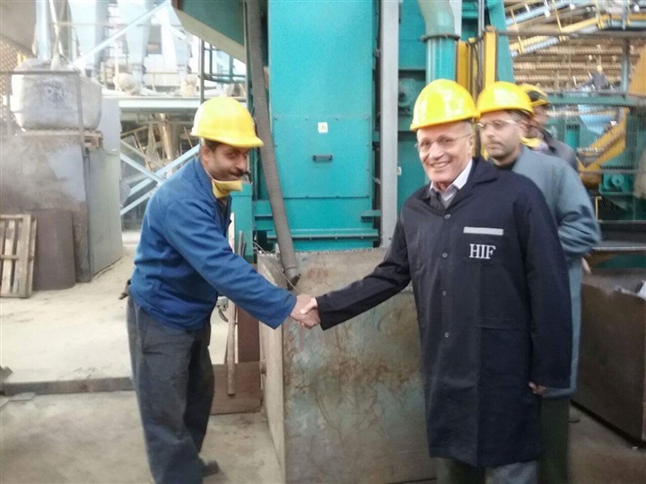 العصار يفتتح محطة تجهيز الرمال بالمسبك الالى بشركة حلوان للمسبوكات