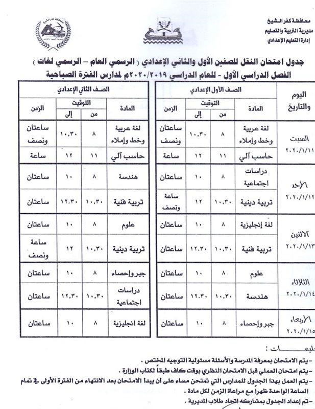 لا تأجيل للامتحانات.. انطلاق امتحانات الفصل الدراسي الأول بمدارس كفر الشيخ غدًا