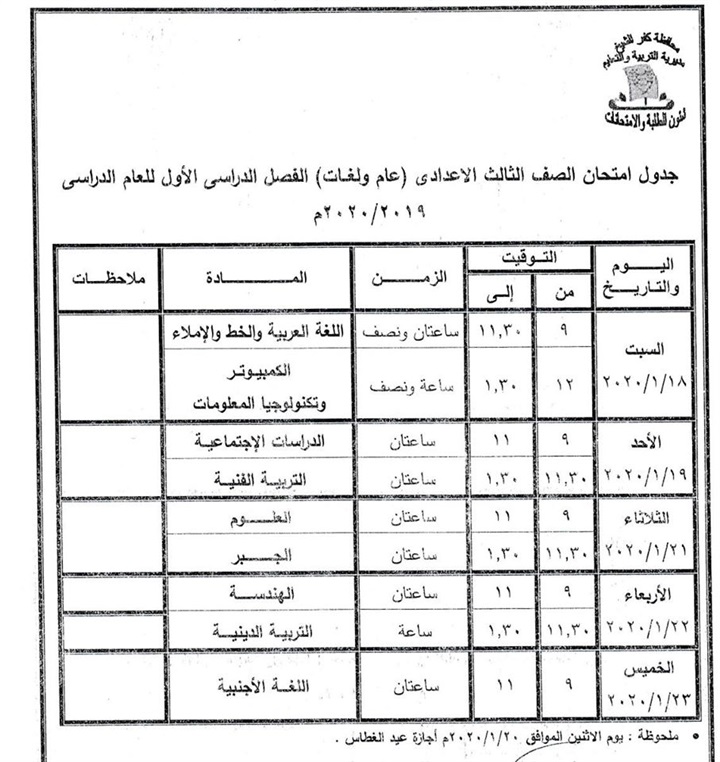 لا تأجيل للامتحانات.. انطلاق امتحانات الفصل الدراسي الأول بمدارس كفر الشيخ غدًا