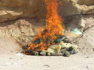 بالصور: في ضربه أمنيه ناجحة.. الداخلية تبيد 283 فدان مواد مخدرة وتحرق 20 طن بانجو فى جنوب سيناء