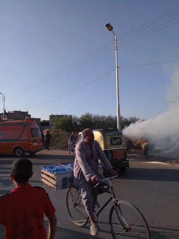 حريق يلتهم 600 طن قش أرز بكفر الشيخ