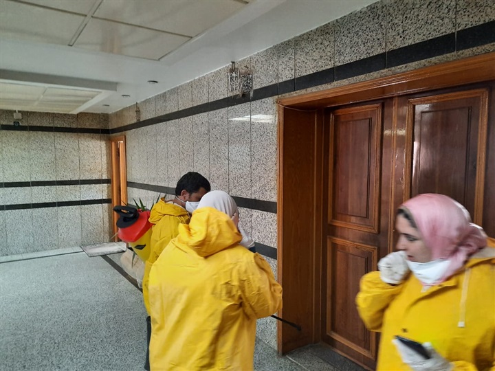 تعقيم وتطهير كامل لمبنى ديوان عام محافظة القليوبية للوقاية من فيروس كورونا