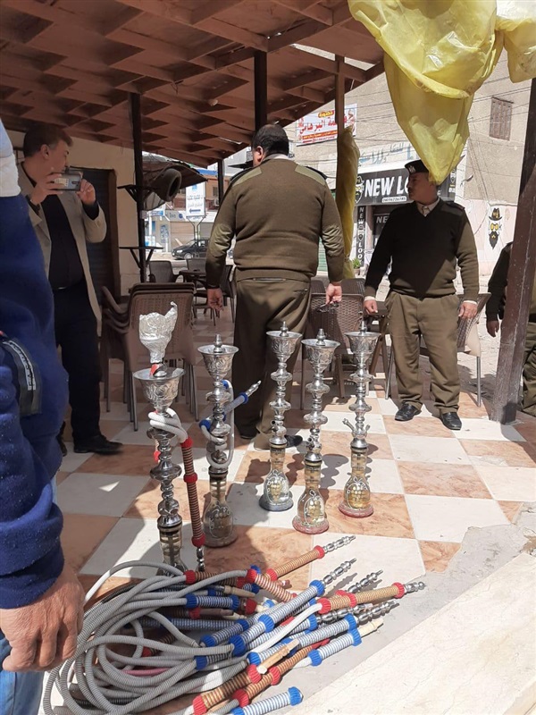 بالصور.. استمرار حملات مصادرة «الشيشة» من قهاوي كفر الشيخ