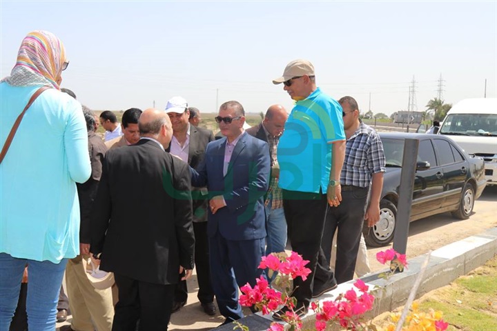 بالصور.. محافظ كفر الشيخ يزرع شجرة ضمن 4000 بطريق بركة غليون