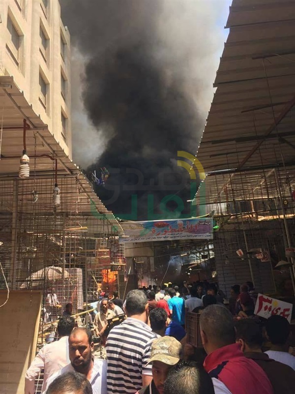 حريق هائل يلتهم 26 كشك ومحل ونقطة شرطة بإميابة 