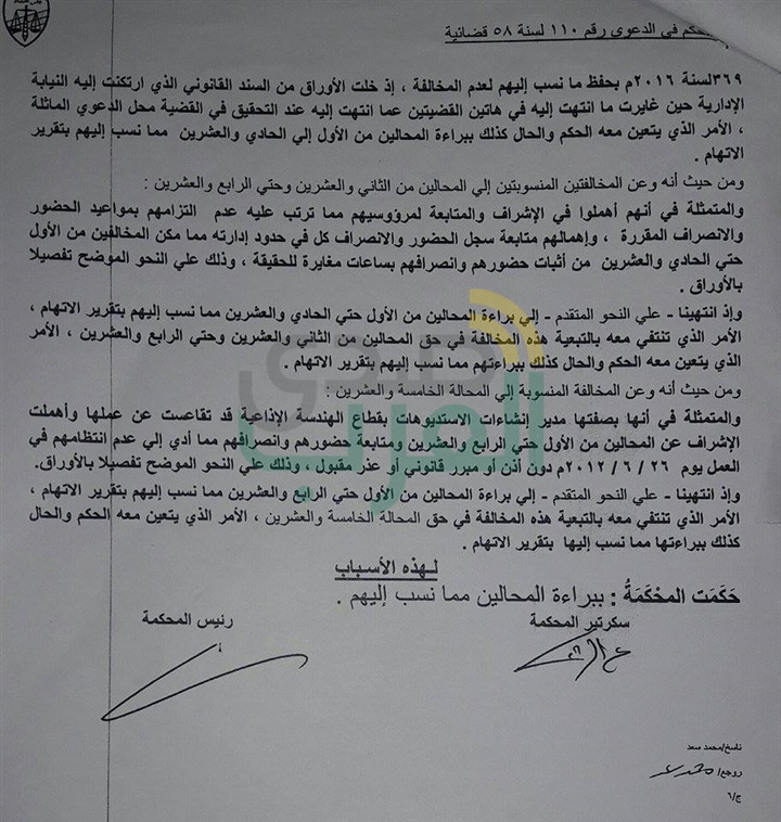 براءة 25 مسئولا بقطاع الهندسة الإذاعية بـ"ماسبيرو"