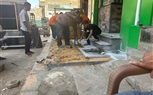 رصد صاحب محل كشري بشارع مستشفى الصدر قام بفك انترلوك أعلى رصيف وعمل رخام  