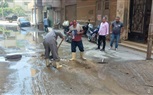 متابعة إصلاح كسر ماسوره مياه بشارع الجلاء من شارع خاتم المرسلين