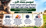 استعدادًا لموسم حصاد الأرز.. محافظ البحيرة ترفع درجة الاستعداد وتصدر إجراءات مشددة لمواجهة نوبات تلوث الهواء الحاد
