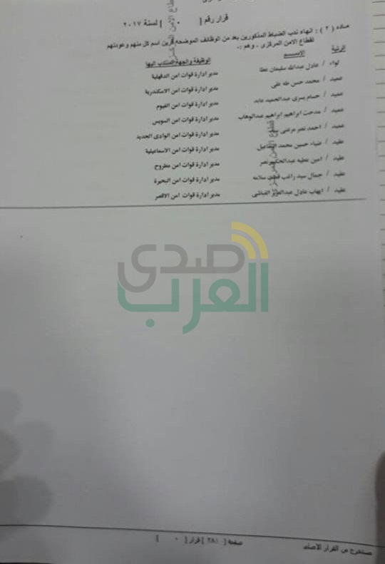 ننشر بالأسماء حركة التنقلات بقطاعي الأمن المركزي وقوات الأمن