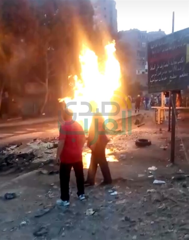 بالصور.. انفجار ماسورة غاز يثير الذعر بالهرم 