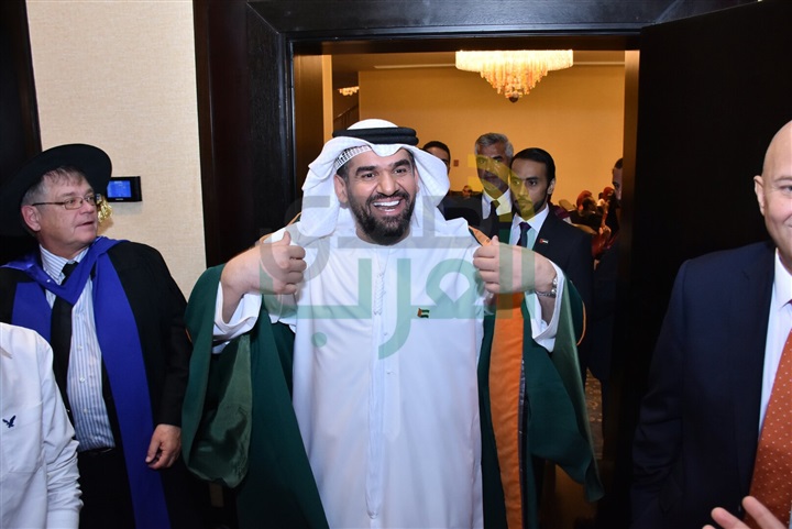 بالصور..  وقائع المؤتمر الصحفي لمنح يحيى الفخراني وحسين الجسمي الدكتوراه الفخرية من الـ cic