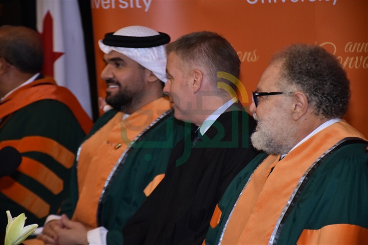 بالصور..  وقائع المؤتمر الصحفي لمنح يحيى الفخراني وحسين الجسمي الدكتوراه الفخرية من الـ cic