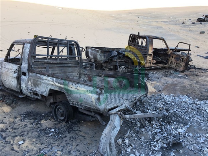 ننشر صور سيارات الإرهابيين التي دمرتها القوات المسلحة