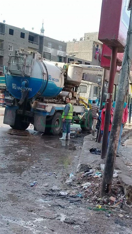 ‎إعادة  فتح الطريق بشارع 15 مايو فى شبرا الخيمة عقب إنفجار ماسورة مياة