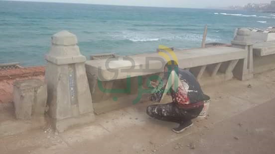 ترميم البلازات والسور الأسمنتي بكورنيش الأسكندرية