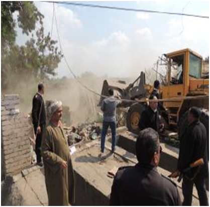 تنفيذ 19 قرار إزالة تعديات على نهر النيل والأراضي الزراعية بالجيزة