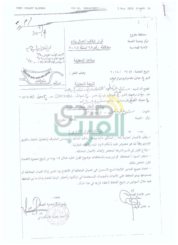 محافظة مطروح ترد "بالمستندات" على ما أثير حول  قرار الازالة رقم "٢٨" لسنة "٢٠١٨"