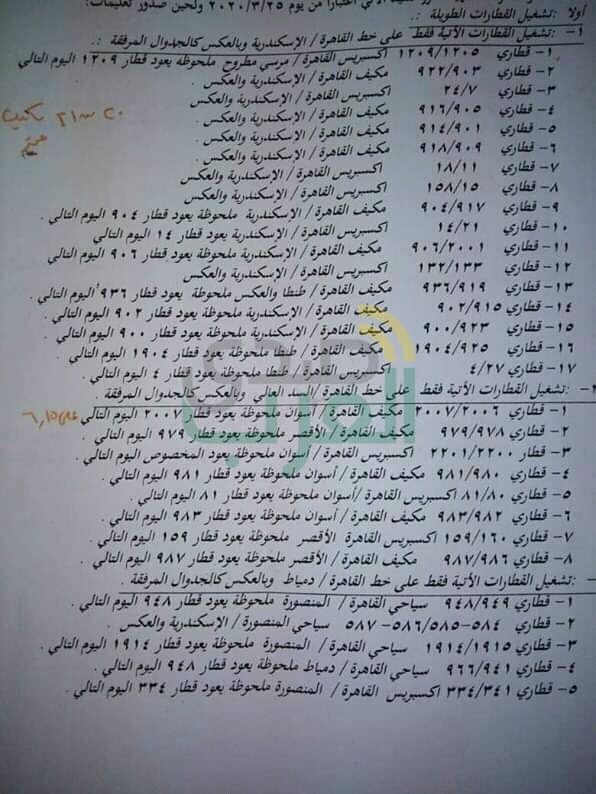 "صدي العرب " ينشر مواعيد القطارات علي خطوط الصعيد والوجه البحري بعد فرض حظر التجوال 