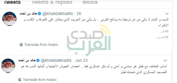 وزير خارجية البحرين: السب والشتائم يأتى ممن يعيش على الكذب 