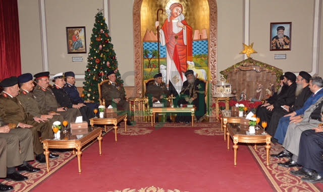 وزير الدفاع ورئيس الأركان يقدمان التهنئة للبابا تواضروس بمناسبة عيد الميلاد المجيد
