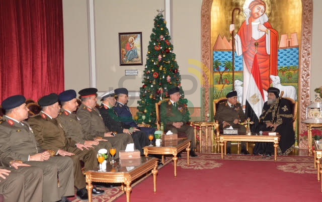 وزير الدفاع ورئيس الأركان يقدمان التهنئة للبابا تواضروس بمناسبة عيد الميلاد المجيد