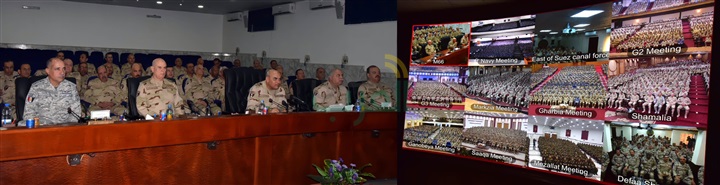 وزير الدفاع يلتقي برجال القوات المسلحة بنطاق الجيوش عبر الفيديو كونفرانس